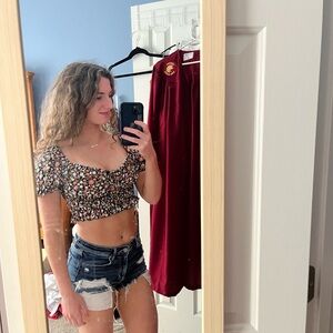 Floral Black Crop Top